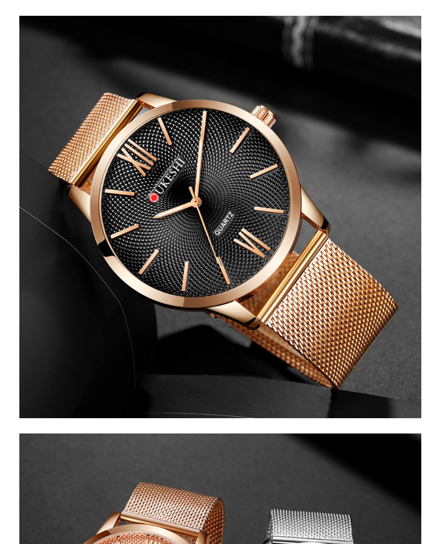 Fashion Rose Gold With Rose Gold Noodles Large Dial Ultra-thin Alloy Quartz Mens Watch,Men