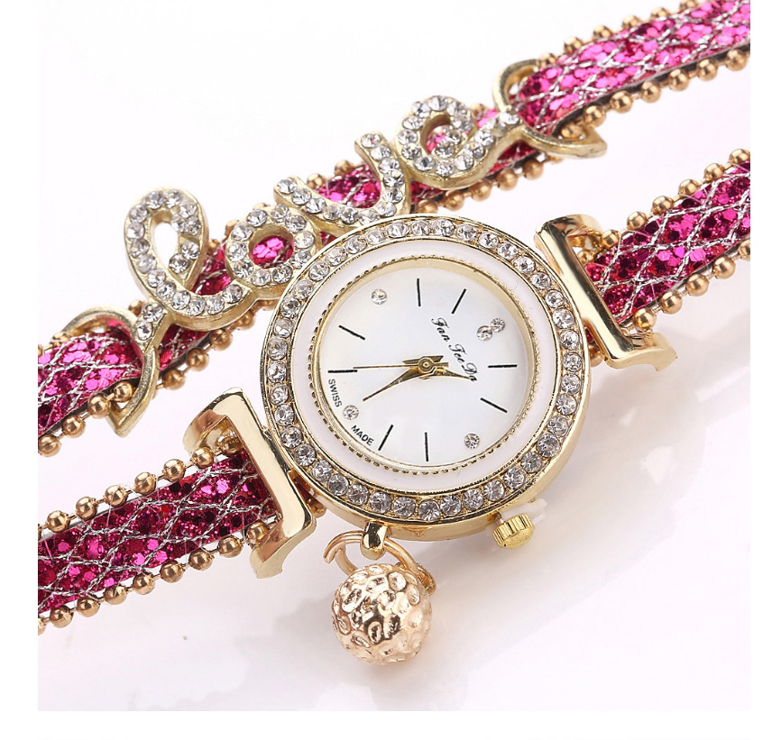 Fashion Gold Color Rhinestone Letter Circle Alloy Bracelet Watch,Ladies Watches