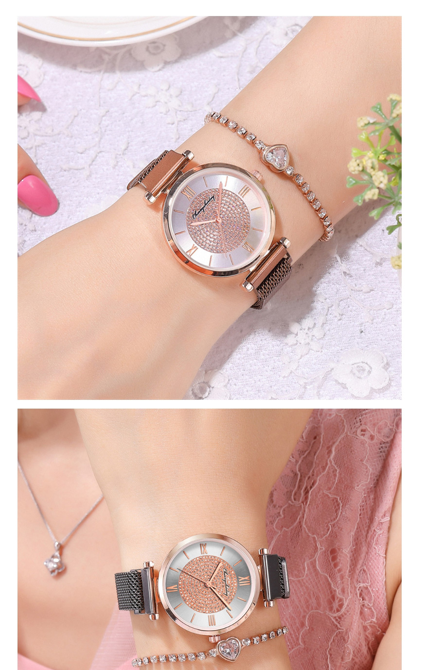 Fashion Silver Color Roman Scale Gypsophila Magnet Quartz Watch,Ladies Watches
