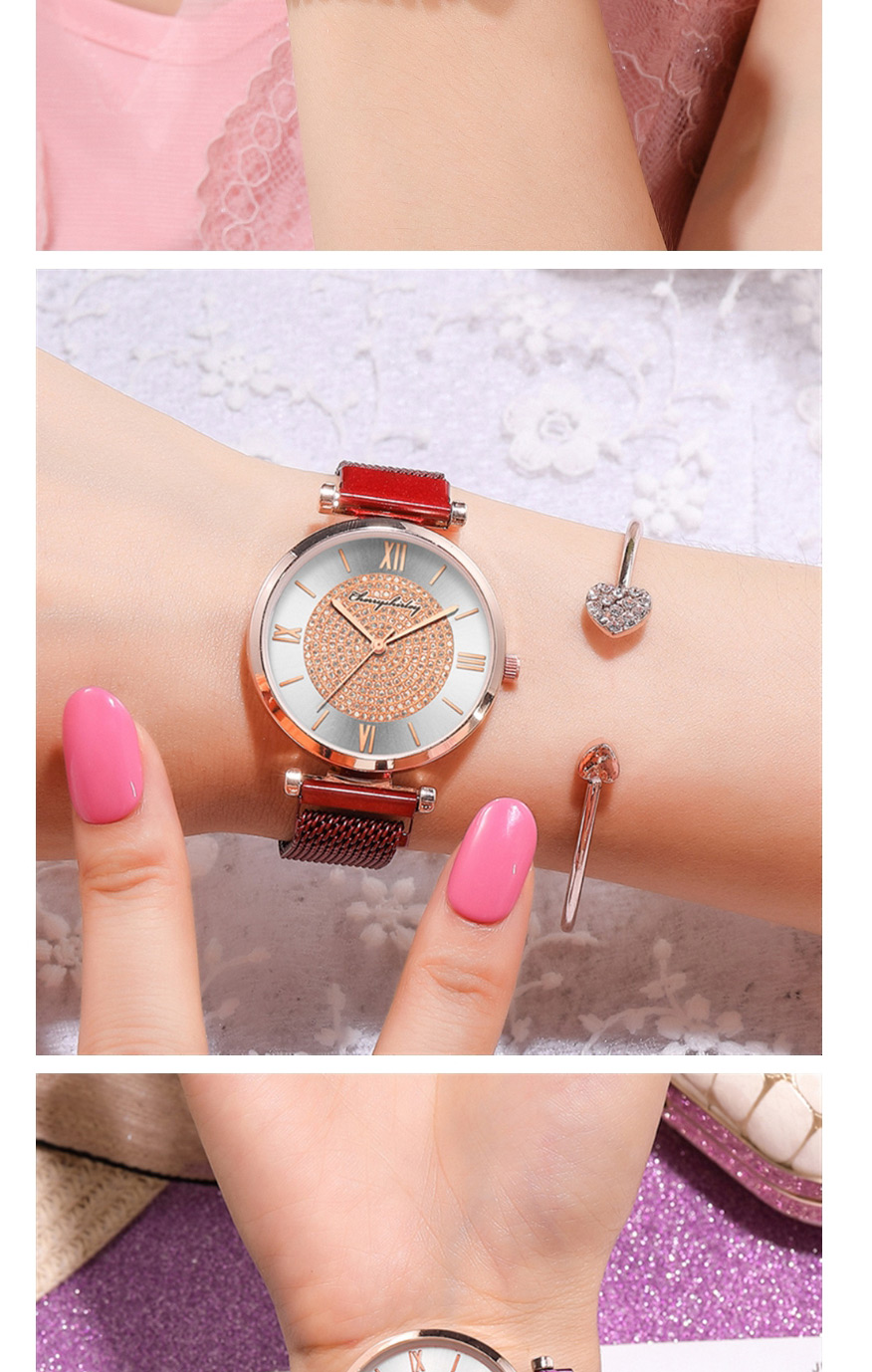 Fashion Silver Color Roman Scale Gypsophila Magnet Quartz Watch,Ladies Watches
