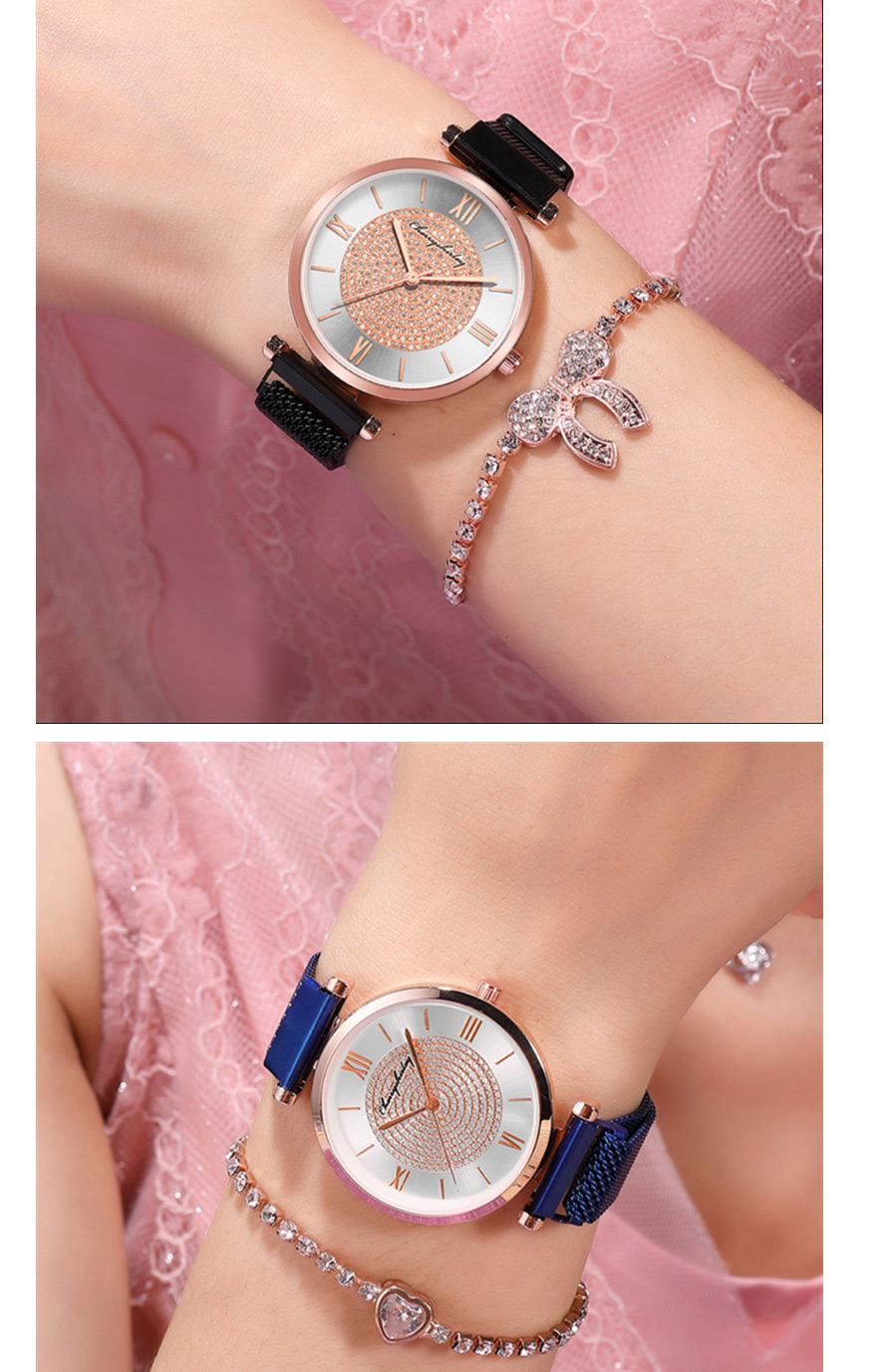 Fashion Blue Roman Scale Gypsophila Magnet Quartz Watch,Ladies Watches