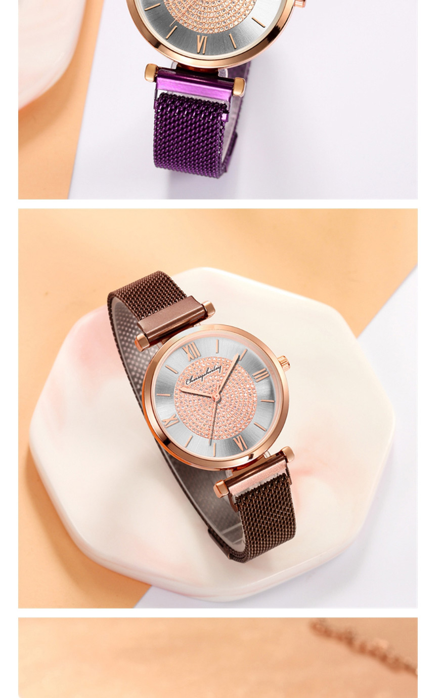 Fashion Rose Gold Roman Scale Gypsophila Magnet Quartz Watch,Ladies Watches