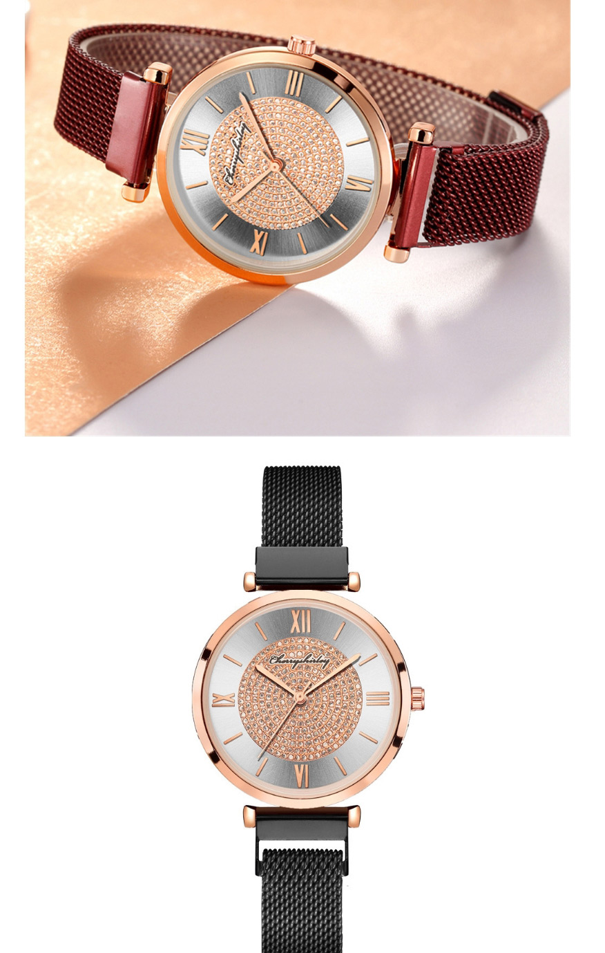 Fashion Red Roman Scale Gypsophila Magnet Quartz Watch,Ladies Watches