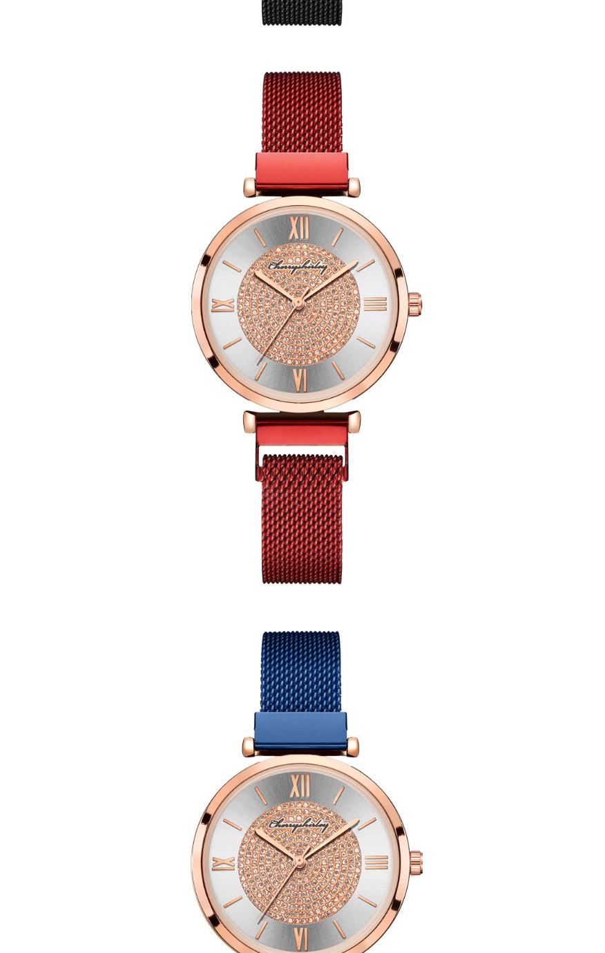 Fashion Blue Roman Scale Gypsophila Magnet Quartz Watch,Ladies Watches