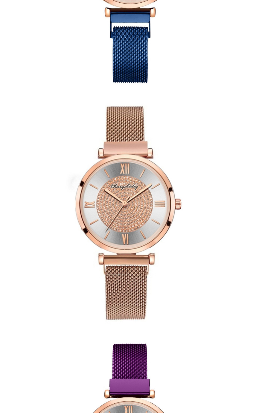 Fashion Rose Gold Roman Scale Gypsophila Magnet Quartz Watch,Ladies Watches