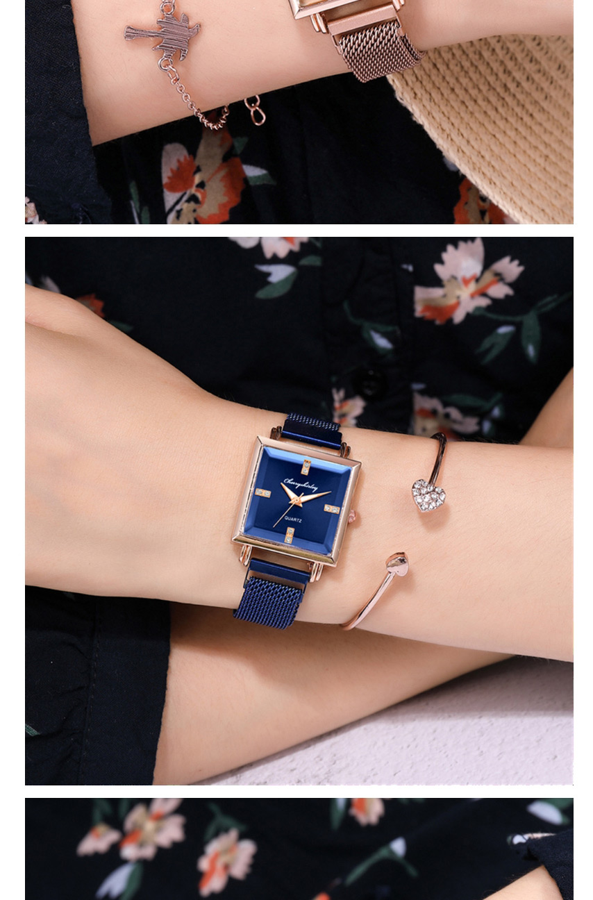 Fashion Red Square Dial Magnet Buckle Mesh Strap Watch,Ladies Watches