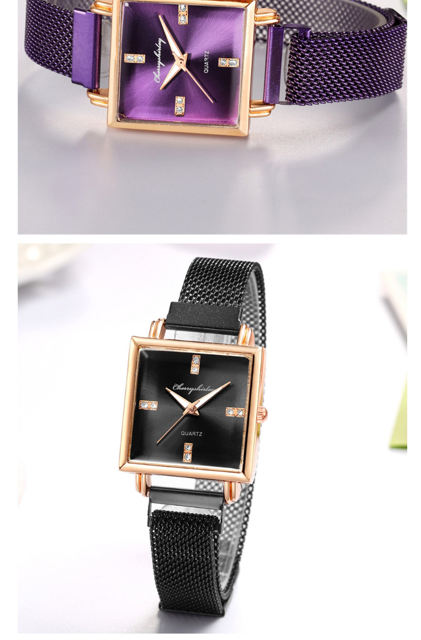 Fashion Blue Square Dial Magnet Buckle Mesh Strap Watch,Ladies Watches