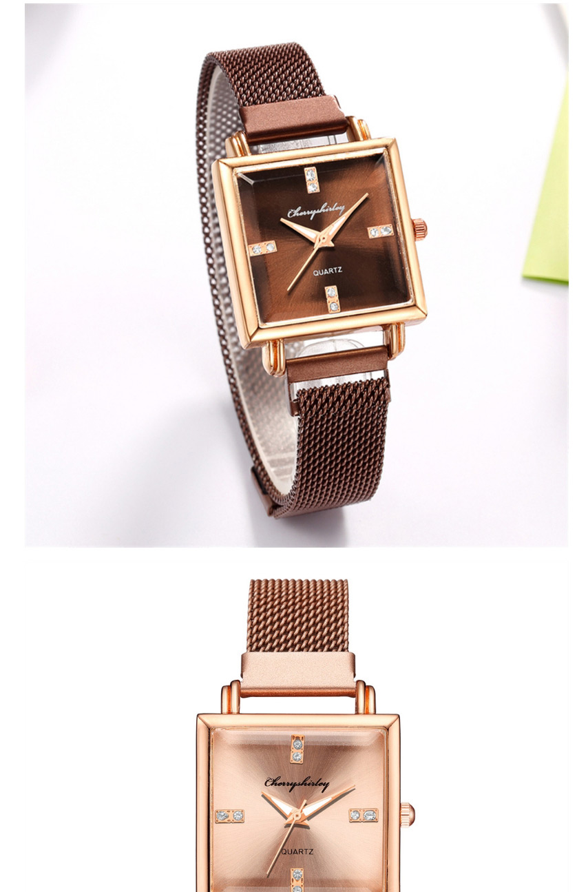 Fashion Rose Gold Square Dial Magnet Buckle Mesh Strap Watch,Ladies Watches
