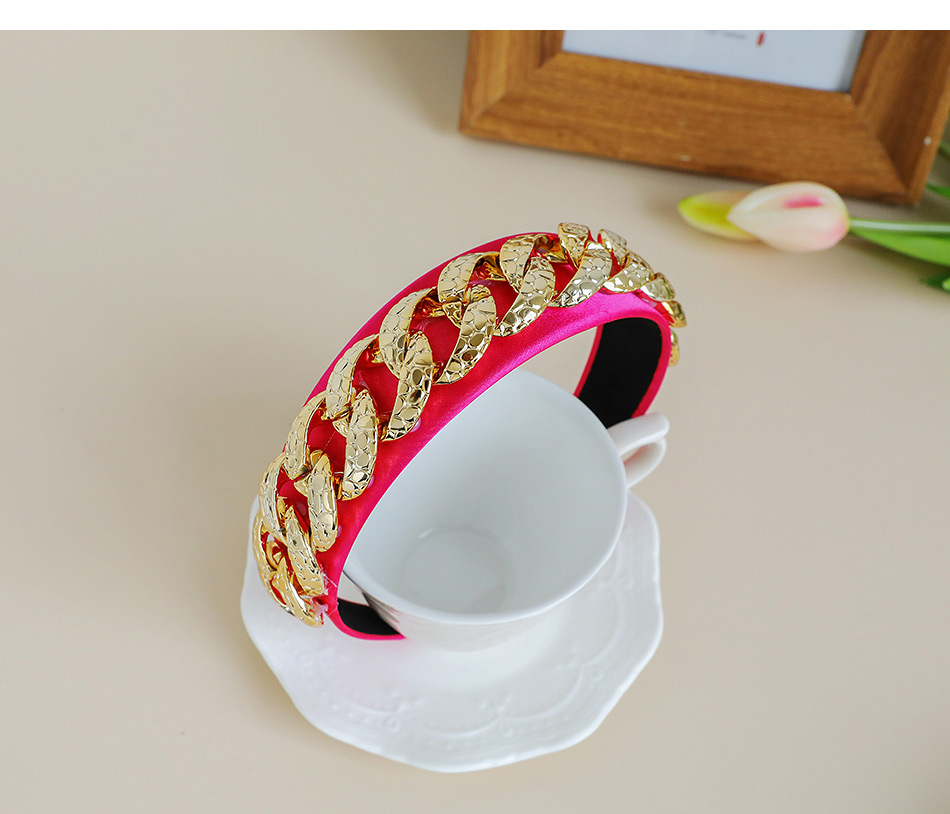 Fashion Light Pink Irregular Headband With Fabric Alloy Chain,Head Band