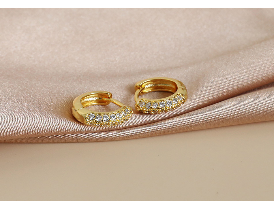 Fashion Gold Color Copper Inlaid Zircon Round Earrings,Earrings