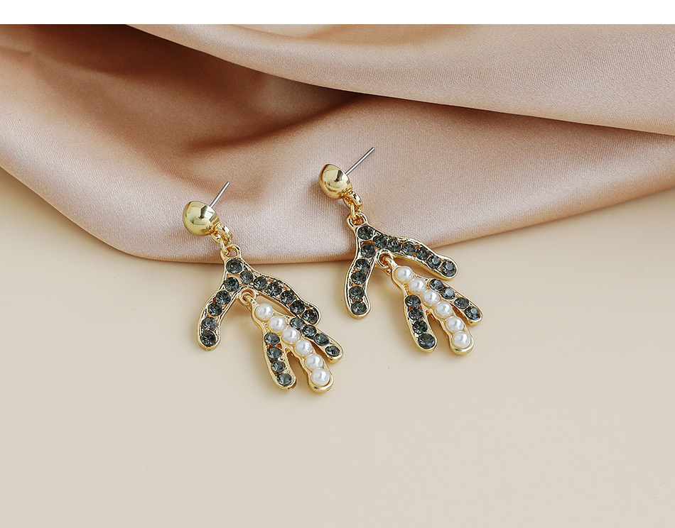 Fashion 1# Alloy Diamond Leaf Earrings,Drop Earrings