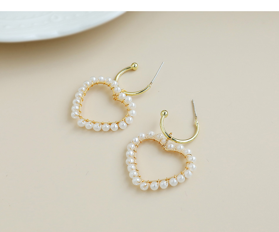 Fashion 6# Alloy Pearl Love Stud Earrings,Drop Earrings