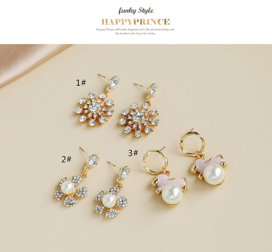 Fashion 2# Alloy Diamond Pearl Geometric Stud Earrings,Drop Earrings