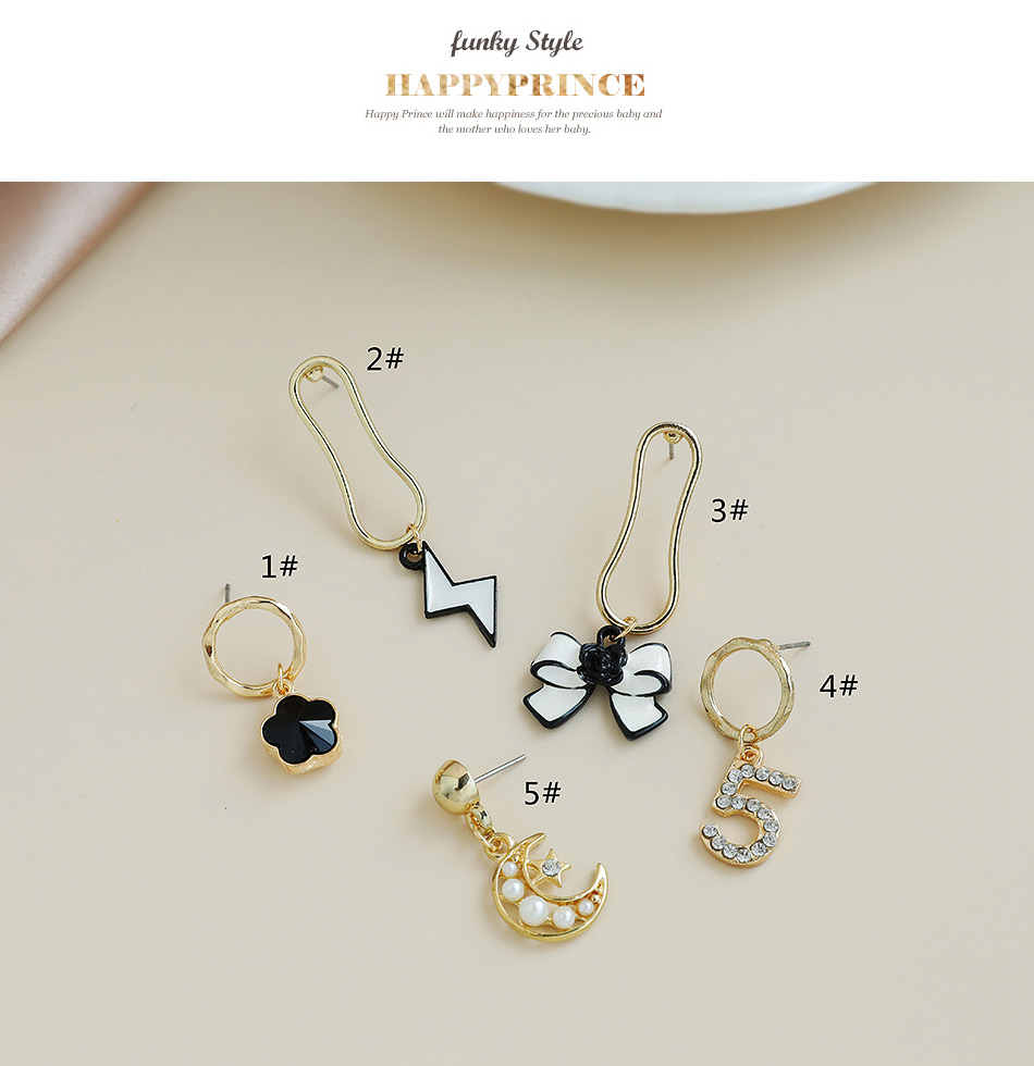 Fashion 5# Alloy Pearl Crescent Earrings,Hoop Earrings