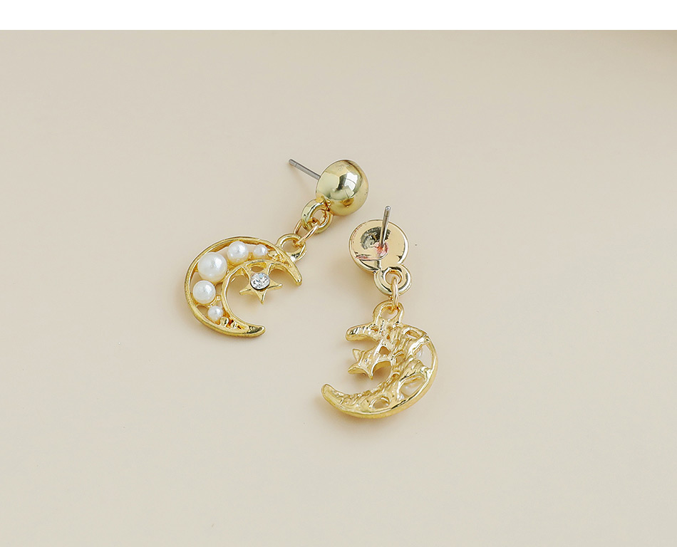 Fashion 5# Alloy Pearl Crescent Earrings,Hoop Earrings