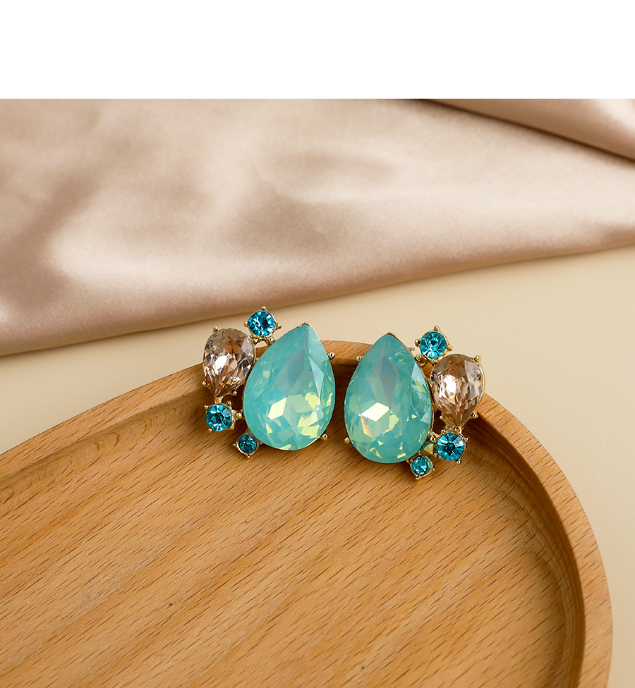 Fashion Lake Green Alloy Diamond Drop Earrings,Stud Earrings