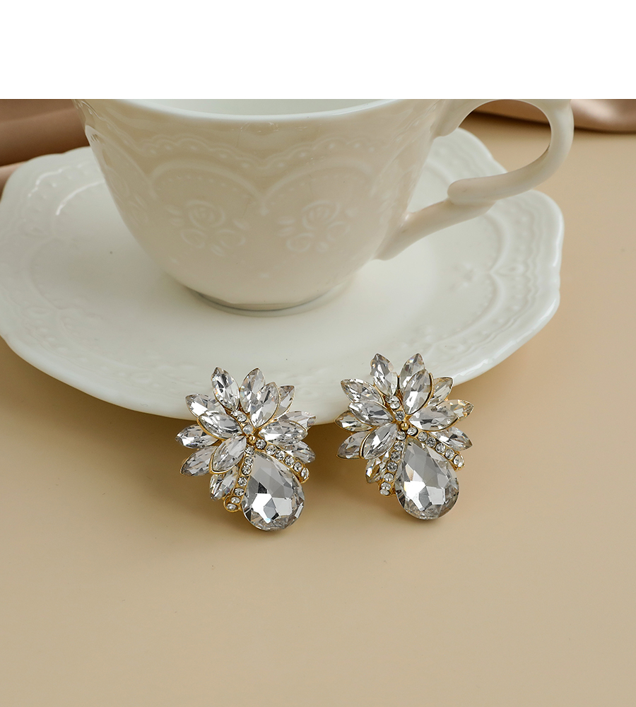 Fashion White Alloy Diamond Drop Earrings,Stud Earrings