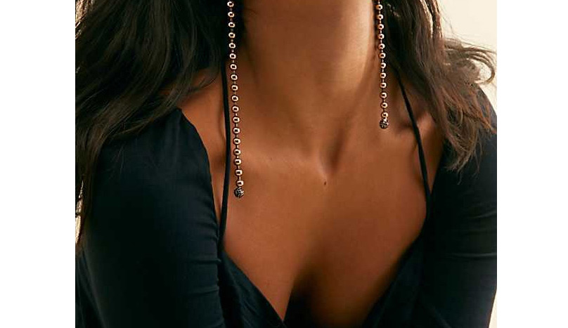 Fashion Gold Color Copper Bead Chain Diamond Ball Long Alloy Earrings,Drop Earrings