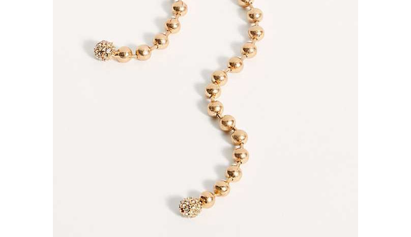 Fashion Gold Color Copper Bead Chain Diamond Ball Long Alloy Earrings,Drop Earrings