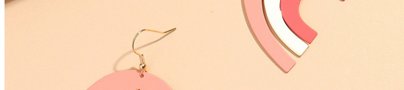 Fashion Deep Pink Half Circle Fan-shaped Spray Paint Alloy Contrast Earrings,Drop Earrings