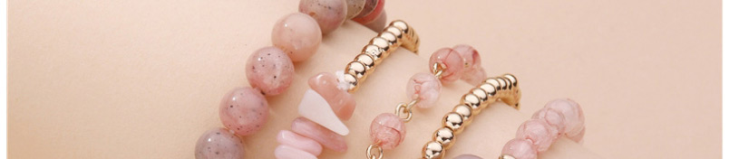 Fashion Pink Pearl Beaded Geometric Multi-layer Stretch Cord Bracelet,Fashion Bracelets