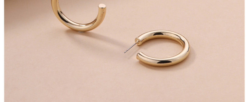 Fashion Gold Brass Geometric C-shaped Earrings,Stud Earrings