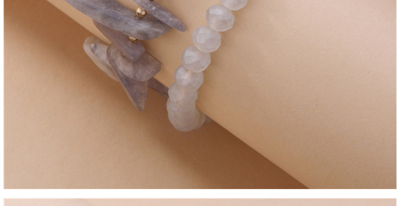 Fashion Gray Broken Stone Geometric Pearl Beaded Elastic Multilayer Bracelet,Fashion Bracelets