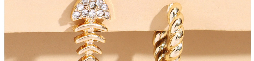 Fashion Gold Color Twist Chain Diamond Fish-shaped Earrings Set,Jewelry Sets