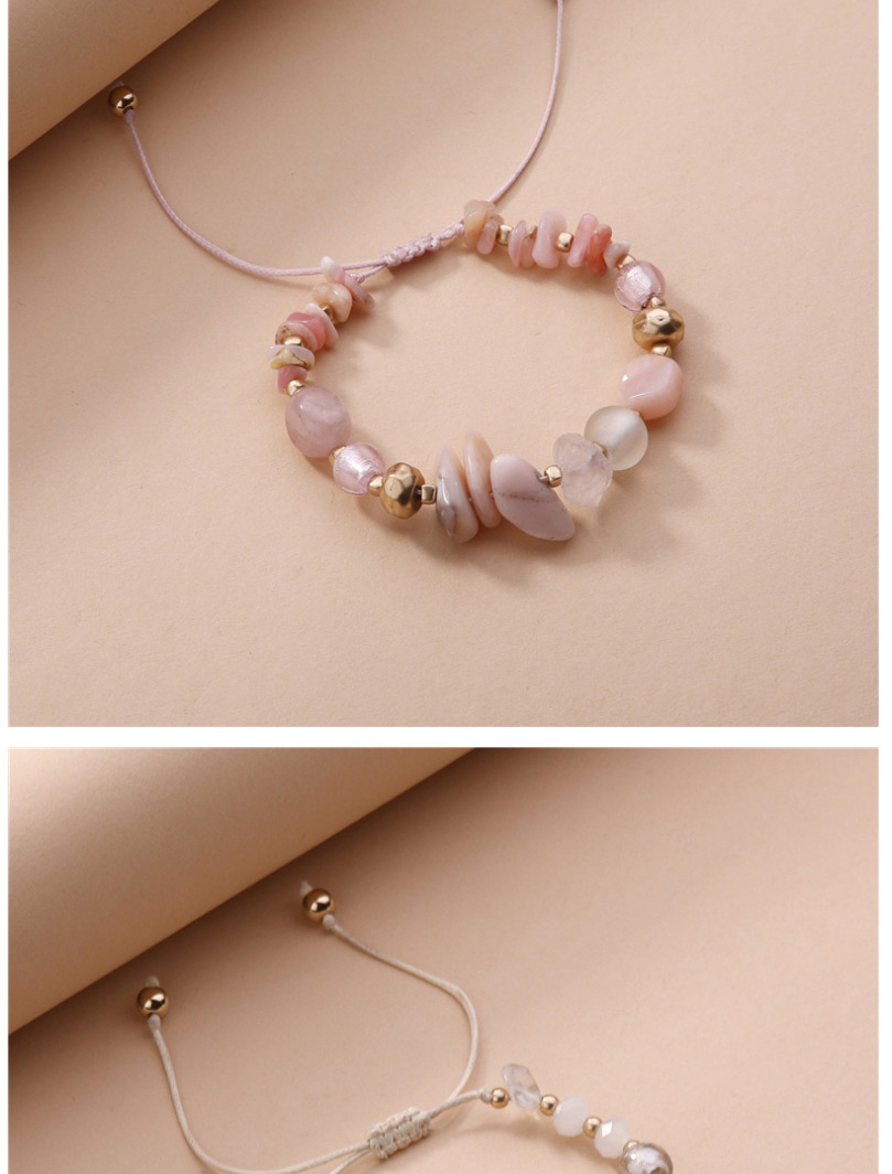 Fashion Light Pink Broken Stone Geometric Drawstring Adjustable Bracelet,Fashion Bracelets
