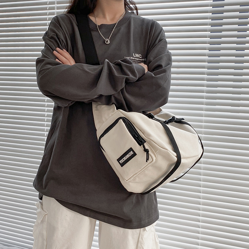 Fashion Black Letter Canvas Stitching Shoulder Messenger Bag,Shoulder bags