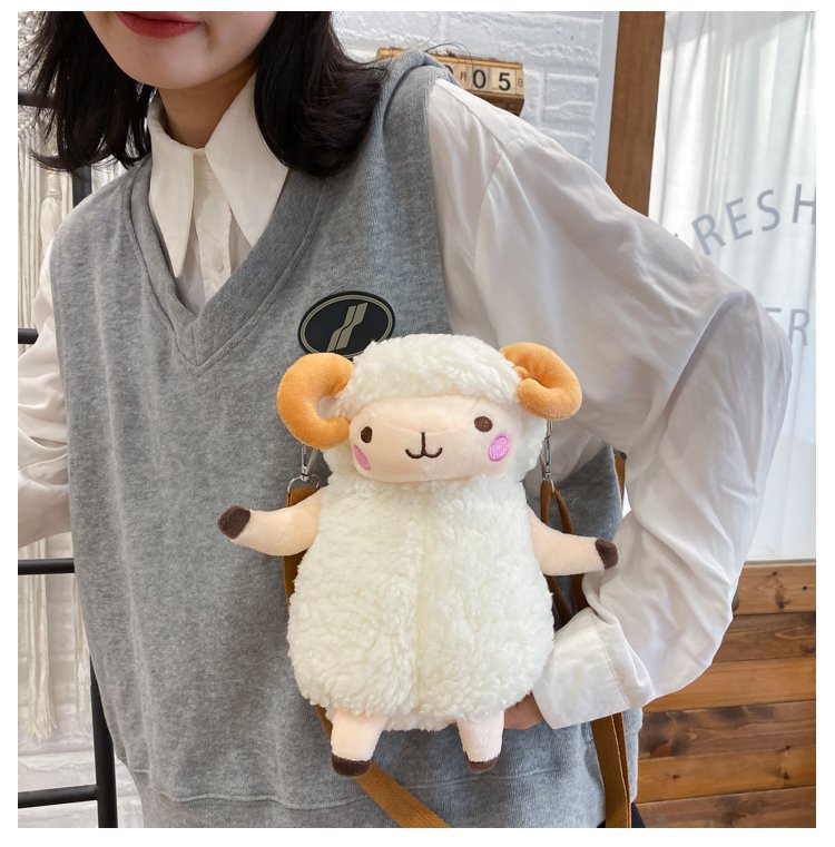 Fashion Lamb Small Sheep Plush One Shoulder Messenger Bag,Shoulder bags