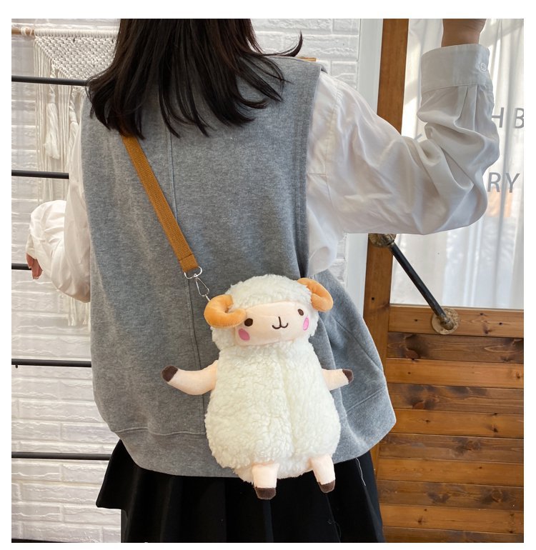 Fashion Lamb Small Sheep Plush One Shoulder Messenger Bag,Shoulder bags