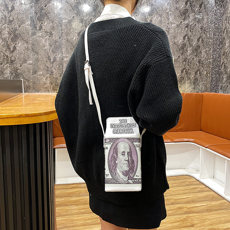 Fashion Blue Dollar Character Print Pu Crossbody Shoulder Bag,Messenger bags