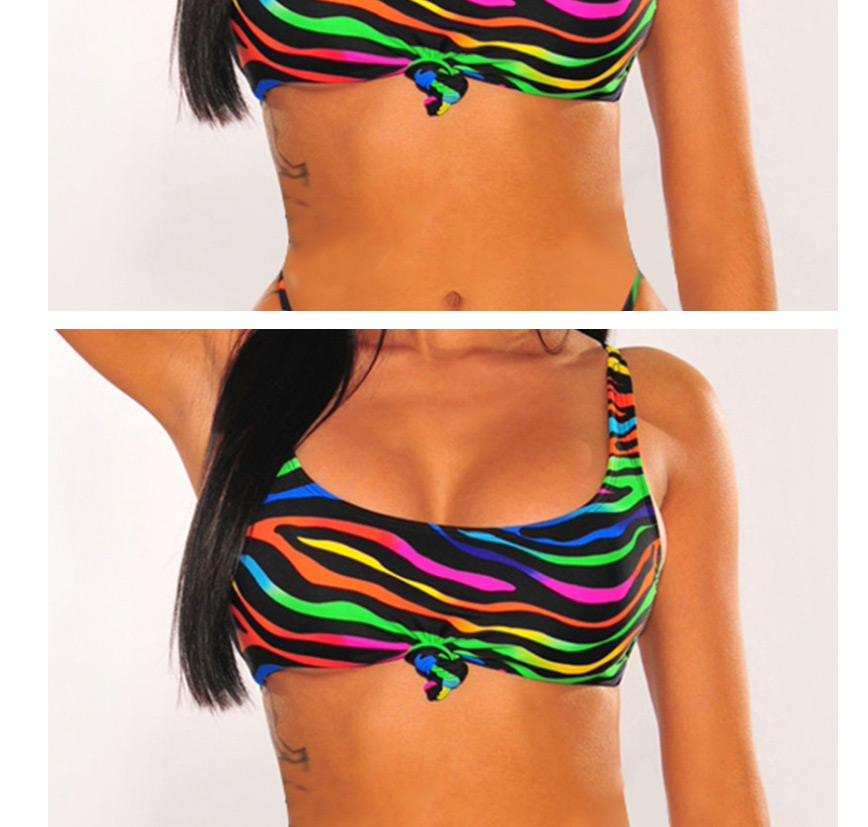 Fashion Printing Printed Striped Triangle Split Swimsuit,Bikini Sets