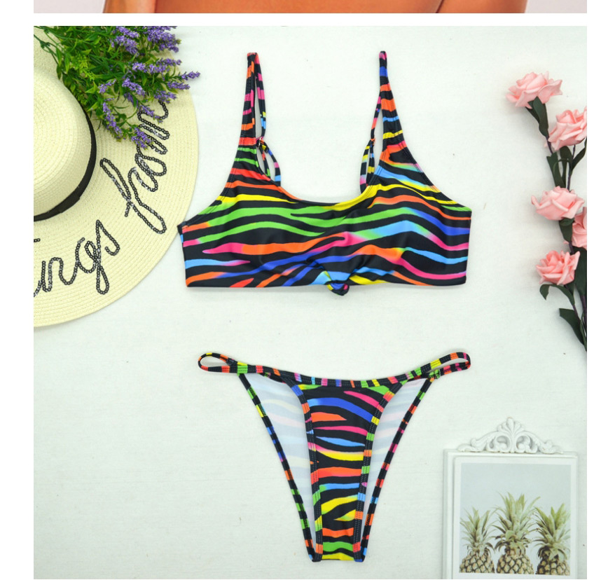 Fashion Printing Printed Striped Triangle Split Swimsuit,Bikini Sets