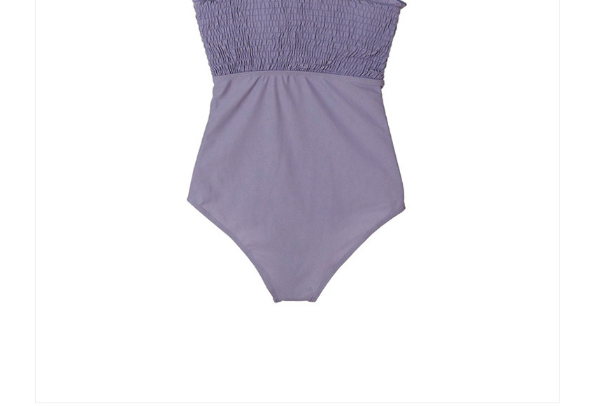 Fashion Purple Triangle Drawstring Swimsuit With Straps,One Pieces