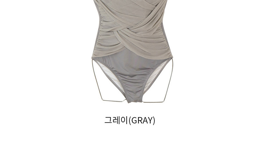 Fashion Gray Chiffon Cross Stitching One-piece Swimsuit,One Pieces