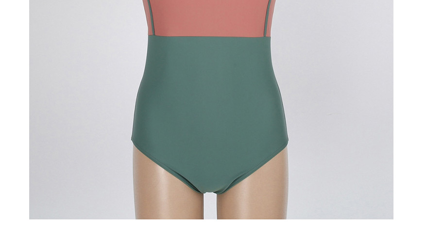 Fashion Color Mixing Contrast Stitching Strap One-piece Swimsuit,One Pieces