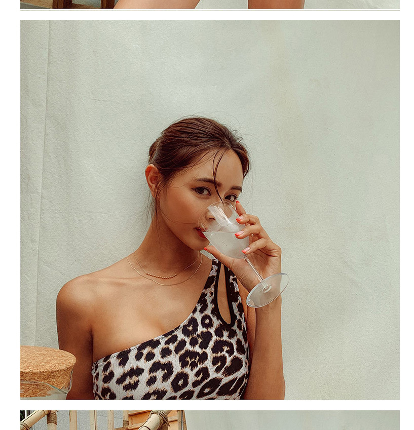 Fashion Leopard Leopard Print Cutout Swimsuit,One Pieces