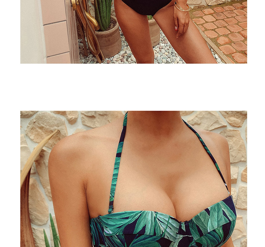 Fashion Printing Printed Underwire Contrast Color Split Swimsuit,Swimwear Sets