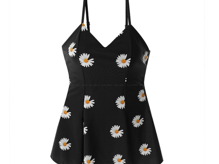Fashion Children Black Flower Print Skirt Parent-child One-piece Swimsuit,Kids Swimwear