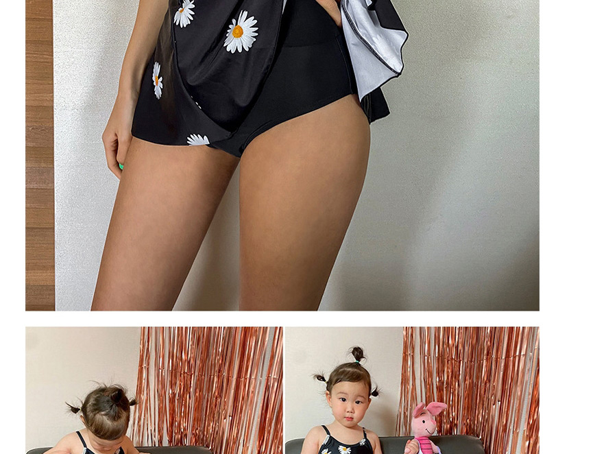 Fashion Adult Purple Flower Print Skirt Parent-child One-piece Swimsuit,One Pieces