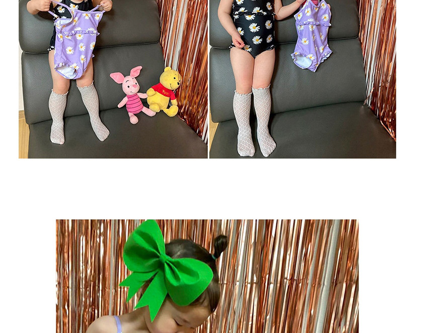 Fashion Adult Purple Flower Print Skirt Parent-child One-piece Swimsuit,One Pieces
