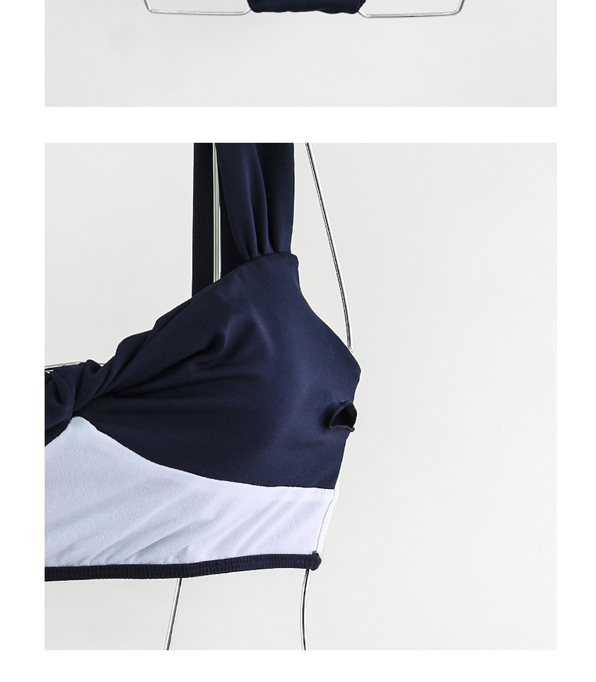 Fashion Light Blue High Waist Stitching Solid Color Split Swimsuit,Swimwear Sets