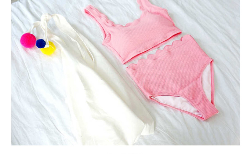 Fashion Pink High Waist Underwire Lace Split Swimsuit,Bikini Sets