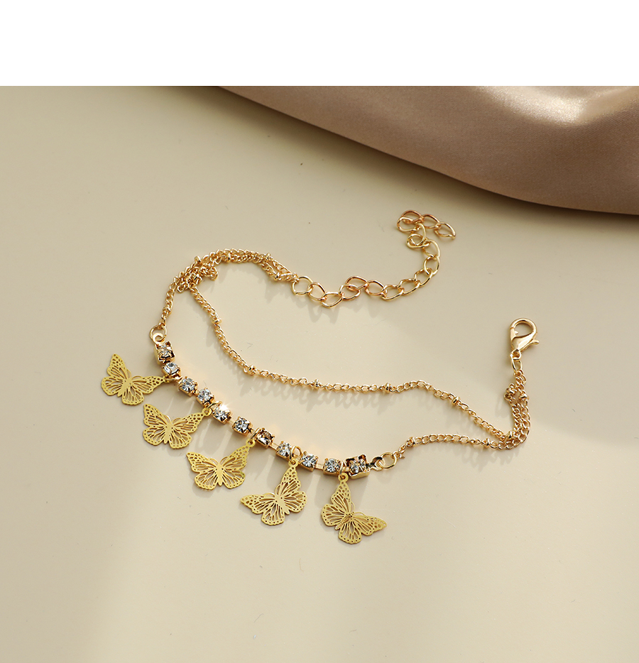 Fashion Gold Color Alloy Diamond Butterfly Double Bracelet,Fashion Bracelets