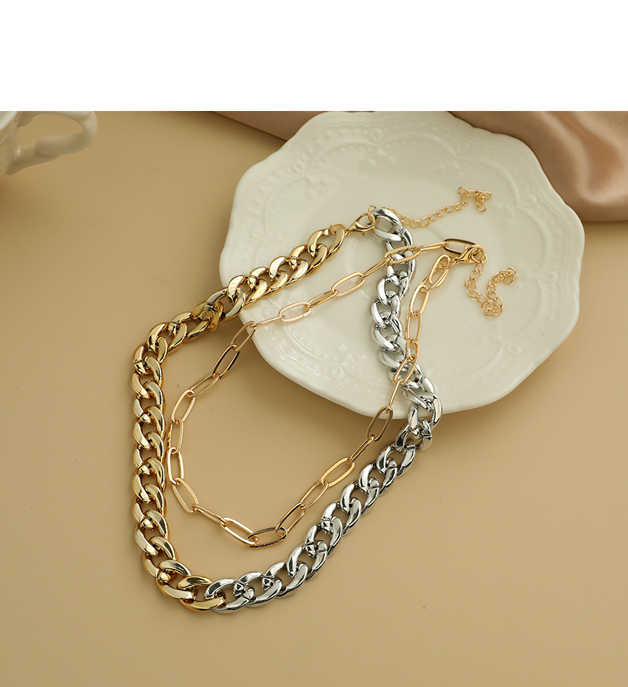 Fashion Gold Color Alloy Chain Double Necklace,Chains