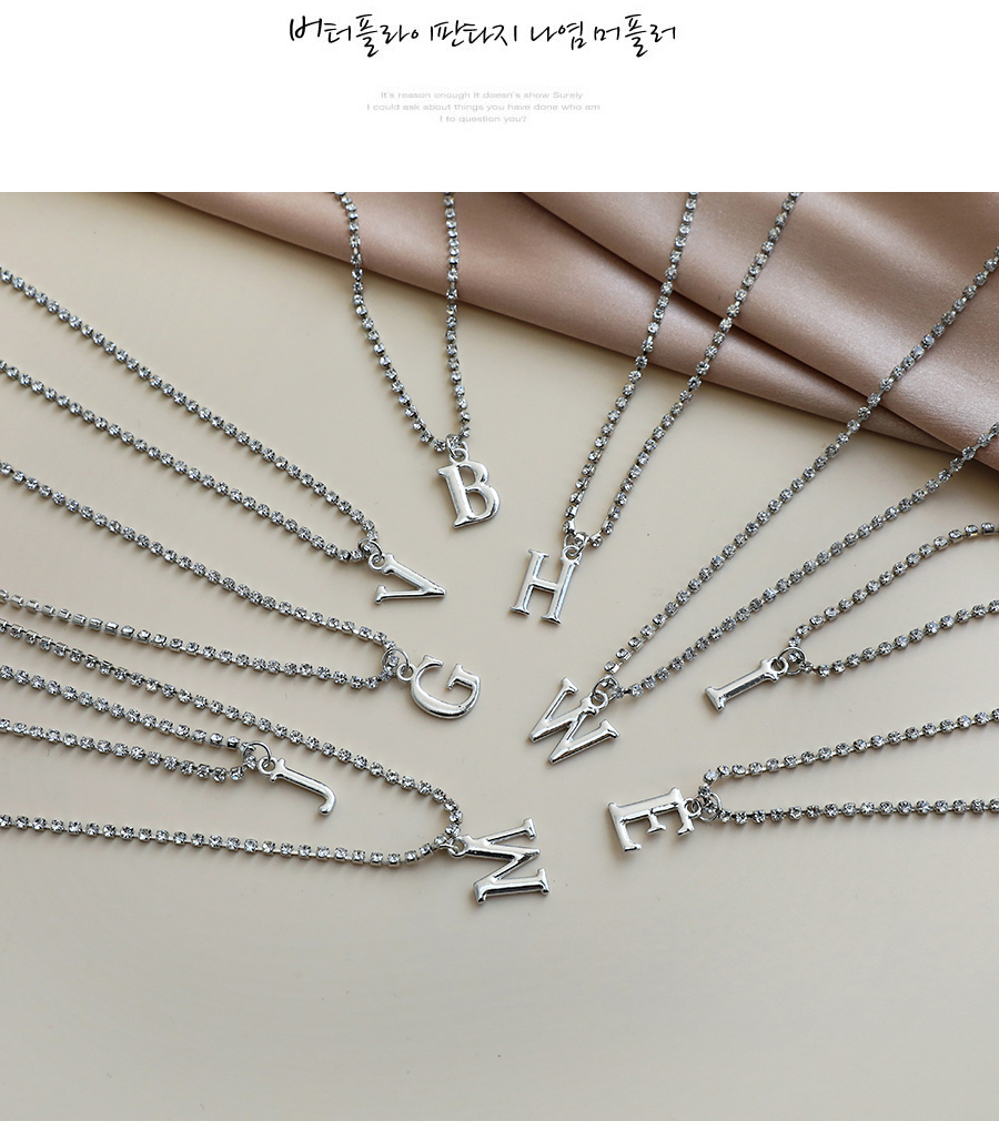 Fashion Z Alloy Diamond Silver Letter Necklace,Pendants