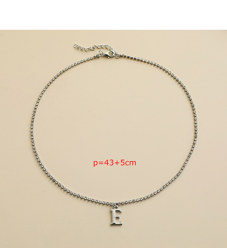 Fashion C Alloy Diamond Silver Letter Necklace,Pendants