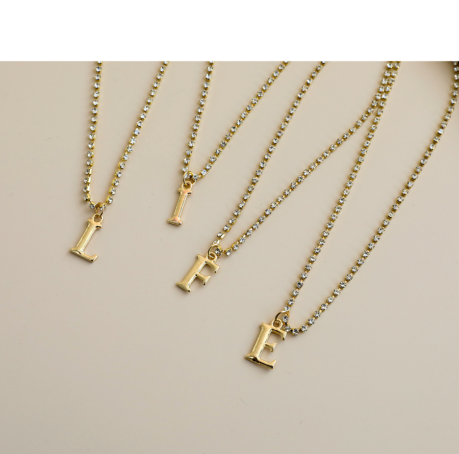 Fashion S Alloy Diamond And Gold Letter Necklace,Pendants